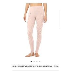 Alo Yoga High Waist Wrapped Stirrup Legging Burgundy Mesh Cutout‎ Womens S